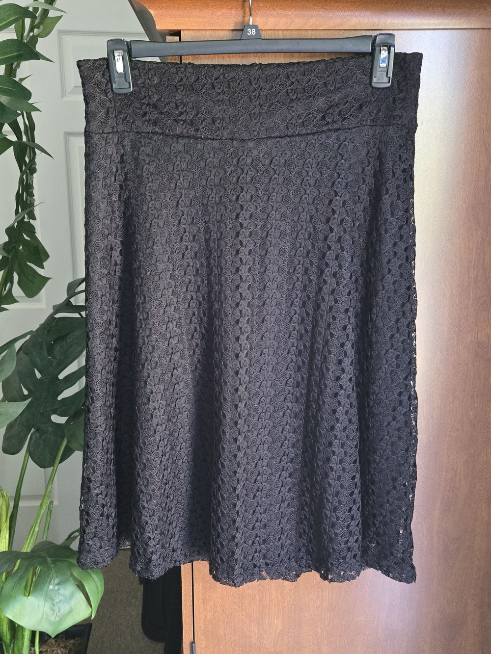 Black Lace Midi Skirt with Flattering A-Line Silhouette